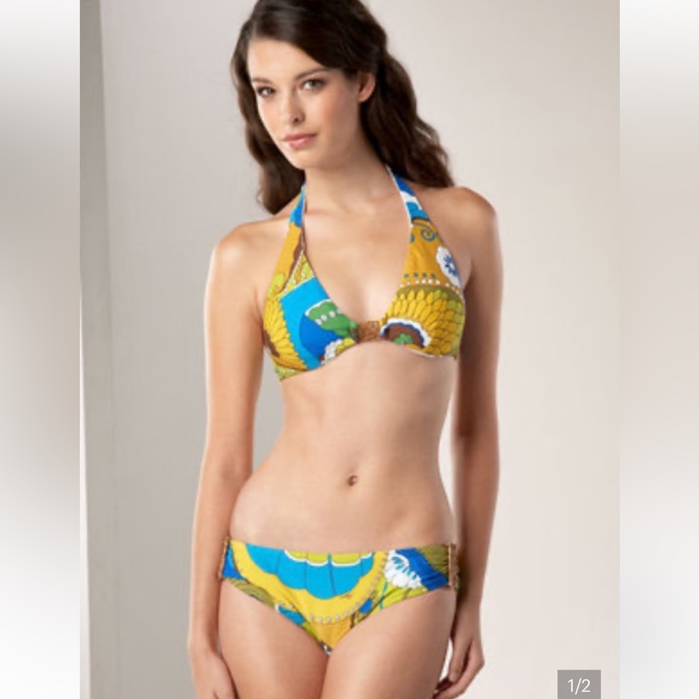“TRINA TURK” Retro Floral Halter Bikini Set